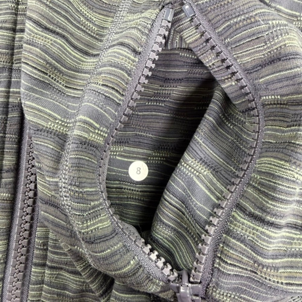 Lululemon Define Jacket Women 8 Green Grey Space Dye Striped Full Zip Yoga Layer - Picture 7 of 12